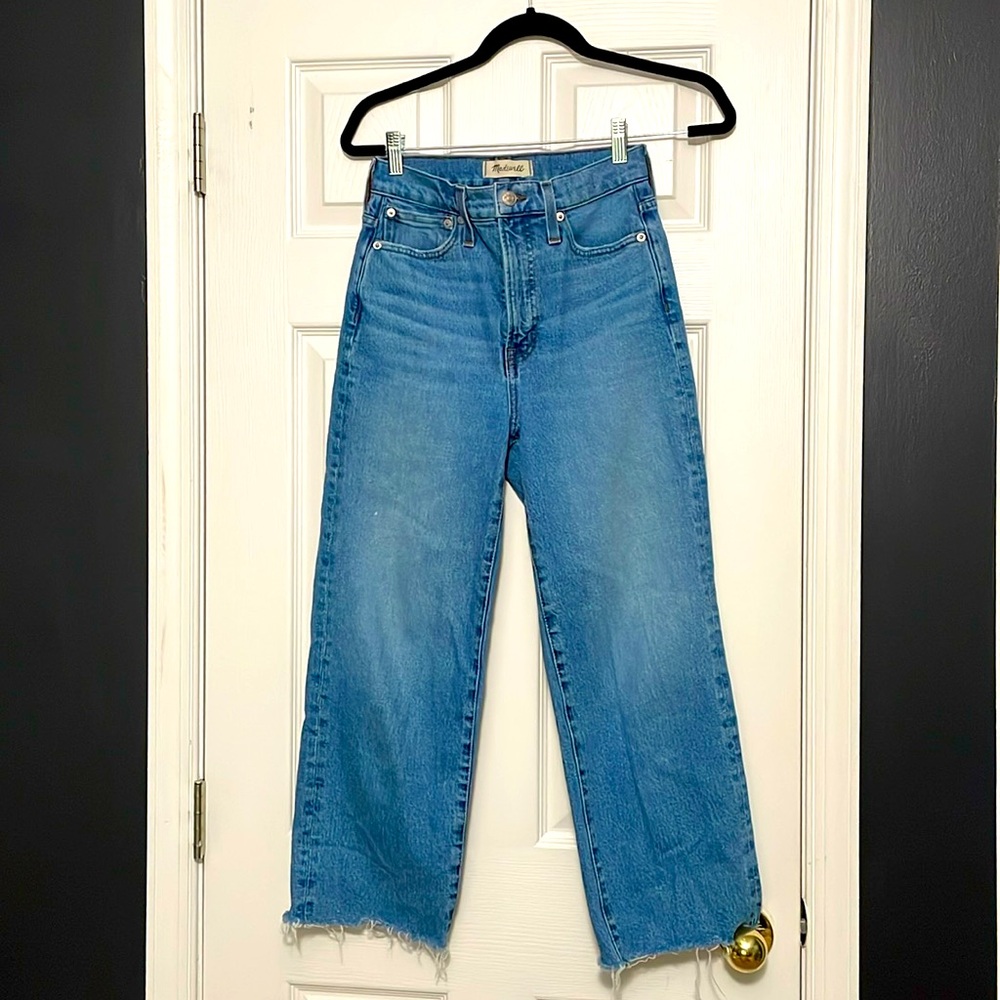 Madewell petite perfect vintage wide leg crop jeans medium wash